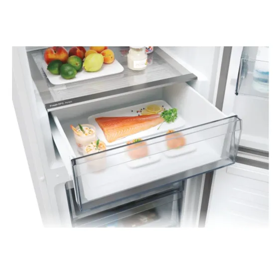 Candy ECN2CQTEX186 No Frost alulfagyasztós kombinált hűtőszekrény, 235/120L, 59.5x66.7x185 cm, inox 