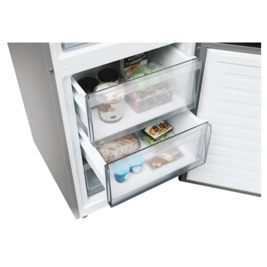 Candy ECN2CQTEX186 No Frost alulfagyasztós kombinált hűtőszekrény, 235/120L, 59.5x66.7x185 cm, inox 