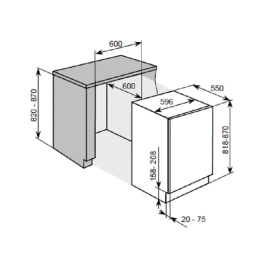 Candy CUS68EW pult alá építhető fagyasztószekrény, 95L, 59.6x55x82 cm