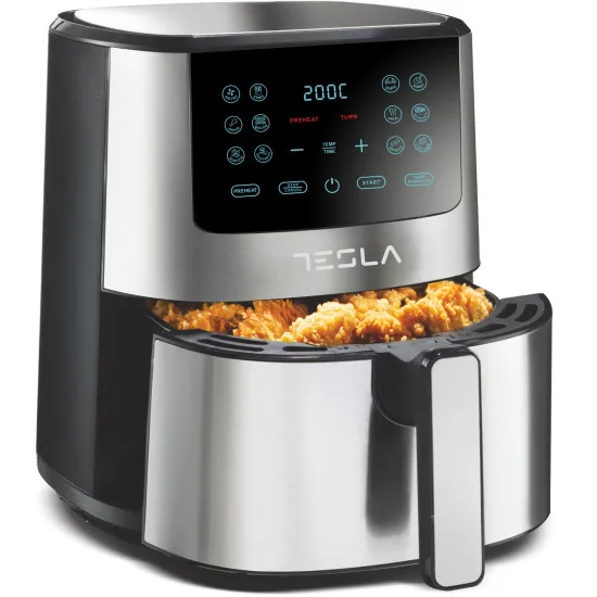 Tesla AF501BX forrólevegős sütő, Air Fryer, 5L, 1300W, fekete/inox 