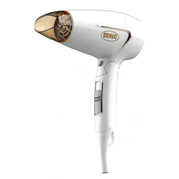 Bravo B-4675W hajszárító fehér, 1600W, ionizáló funkció, diffúzor, összecsukható fogantyú