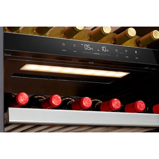 Tesla RW430M borhűtő, 193 palack, 430L, LED világítás, 59.5x70.5x184.5 cm, fekete üveg 