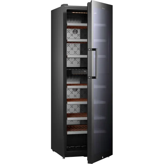 Tesla RW430M borhűtő, 193 palack, 430L, LED világítás, 59.5x70.5x184.5 cm, fekete üveg 