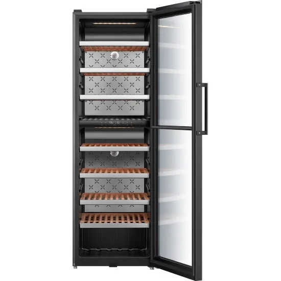 Tesla RW430M borhűtő, 193 palack, 430L, LED világítás, 59.5x70.5x184.5 cm, fekete üveg 