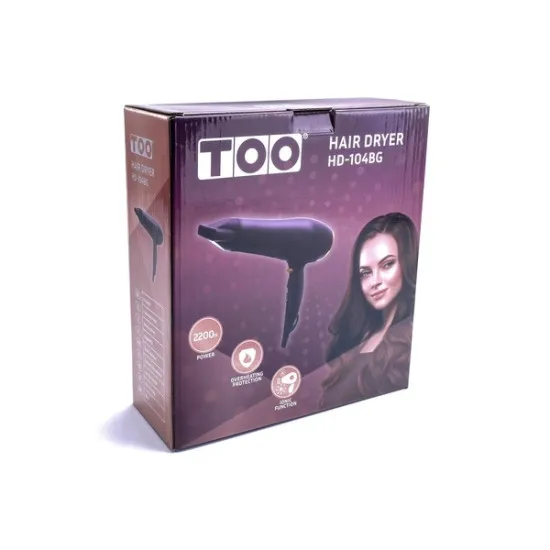 TOO HD-104BG hajszárító, fekete/arany szín, 2200W, ionizáló funkció