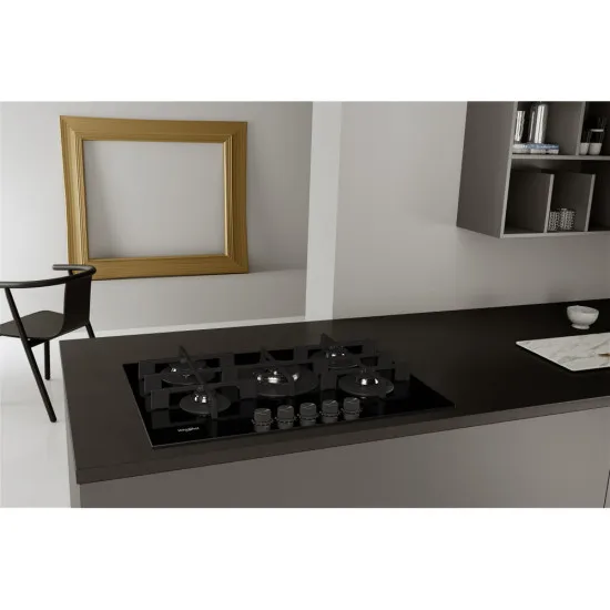 Whirlpool GOWL 728/NB beépíthető gáz főzőlap, 73x51x5.4 cm, fekete szín, GOWL 728NB