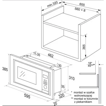 Amica AMMB20E1GI beépített mikrohullámú sütő