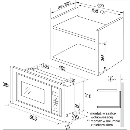Amica AMMB20E1GI beépített mikrohullámú sütő