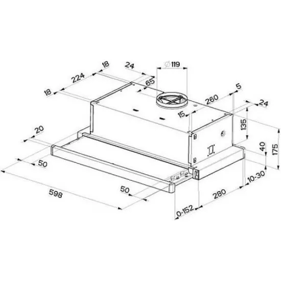 FABER Flexa AM/X A60 110.0261.456 fehér/rozsdamentes előlappal beépíthető és teleszkópos elszívó 60cm