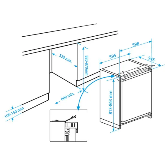 Beko BU1103N pult alá építhető hűtőszekrény, 130L, 59.5x54.5x81.8 cm 