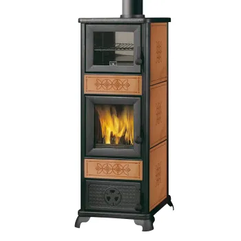 Edilkamin Dafne Forno sütős kandalló, kerámia borítással, bőr színű 7.2 kW, acélszerkezettel és öntvény égéstérrel