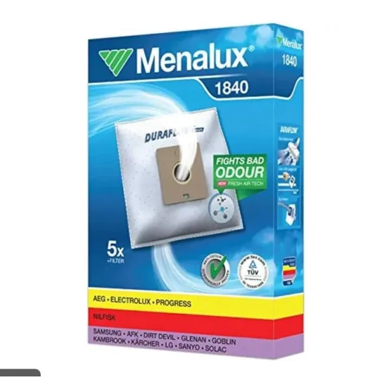 Menalux 1840 porzsák 5db mikroszűrős porzsák 1db filter Samsung, Zanussi ZAN2400 ZAN2410 ZAN2415 ZAN2406 stb típusokhoz