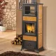 Edilkamin Dafne Forno sütős kandalló, kerámia borítással, bőr színű 7.2 kW, acélszerkezettel és öntvény égéstérrel