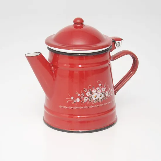 Zománcozott fedeles Retro piros kávéfőző 0,5 l