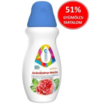 SodaCo gránátalma-menta ízű szörp, 500 ml, 51% gyümölcstartalom