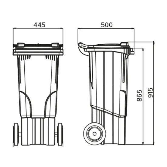 Europlast kuka 60l sötétszürke kerekes hulladék tároló