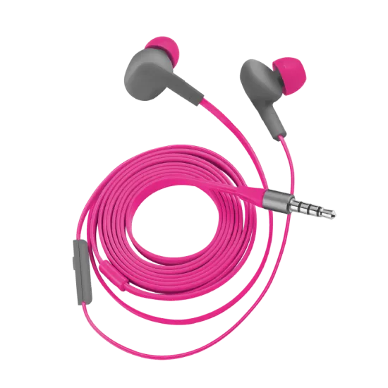 Trust Aurus vízálló pink fülbe helyezhető fejhallgató lapos, gubancgátló kábellel, ideális a szabadtéri sportokhoz 21019