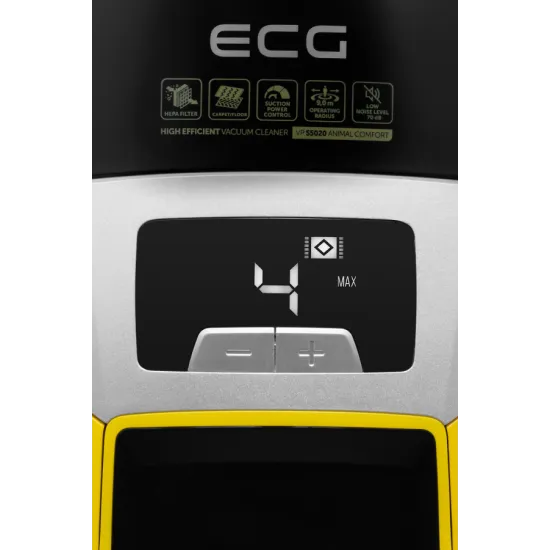 ECG VP S5020 Animal Comfort porzsákos porszívó , 800W, mini turbó fej, fekete/sárga, VPS5020