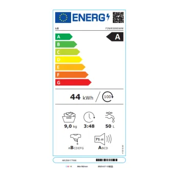 LG F2WR509SWW 9 kg, keskeny elöltöltős gőzfunkciós mosógép, AI DD™ technológia, A energiaosztály, inverter motor, 60x47.5x85 cm 