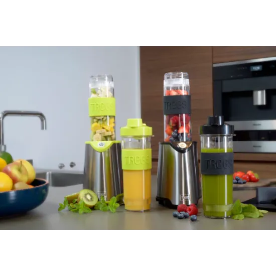Trebs 99331 Smoothie-To-Go, Comfortjuicer rozsdamentes acél turmixgép 2 db zöld ivópohárral