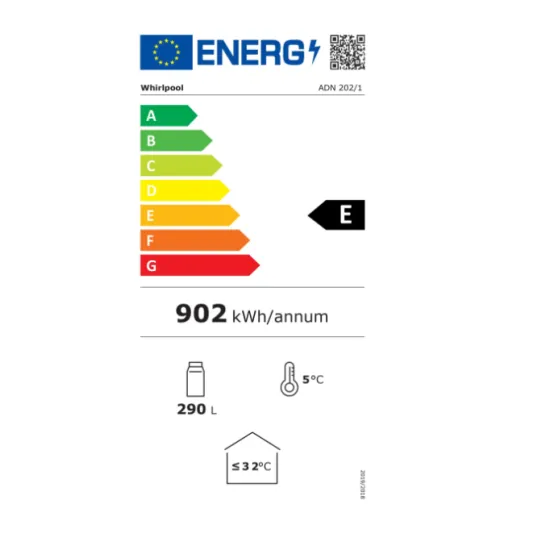 Whirlpool ADN 202/1 üvegajtós hűtőszekrény,290L, 145cm 