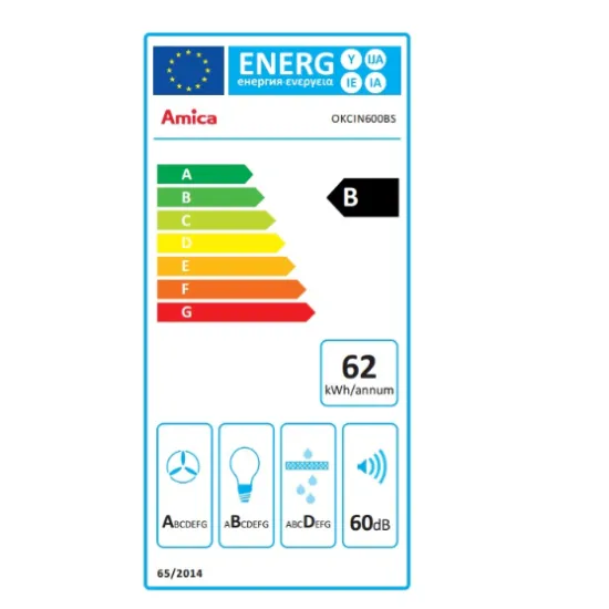 Amica IN 600 BS beépíthető kürtös konyhai elszívó 60cm,700m3/h,fekete
