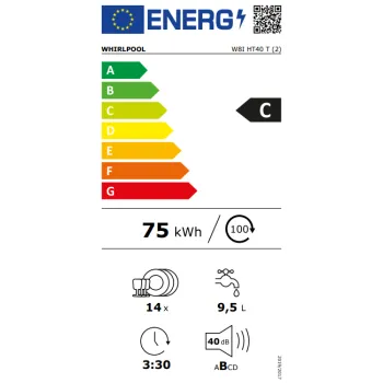 Whirlpool W8I HT40 T teljesen beépíthető mosogatógép 14 terítékes, 60 cm, 3 kosár, automatikus ajtónyitás funkció 