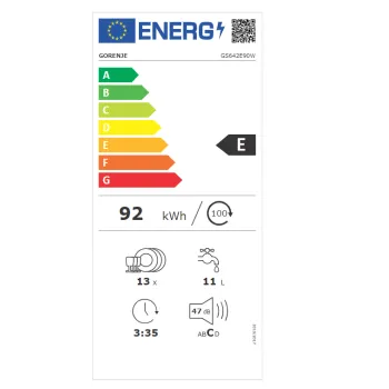 Gorenje GS642E90W mosogatógép, 13 terítékes, 59.9x59.7x84.5 cm 