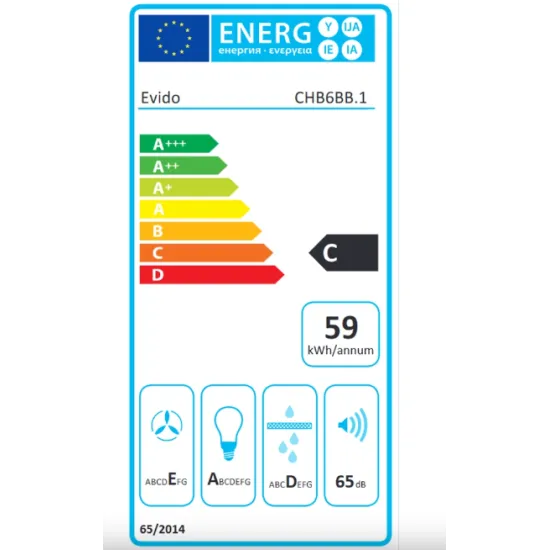 Evido FADE 60GB felsőszekrénybe építhető konyhai elszívó,fekete üveg,CHB6BB.2,aluminium zsírszűrővel