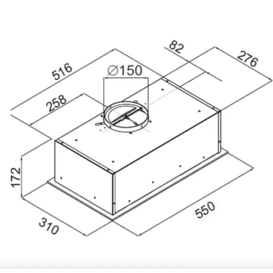 Evido FADE 60GB felsőszekrénybe építhető konyhai elszívó,fekete üveg,CHB6BB.2,aluminium zsírszűrővel