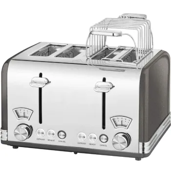 ProfiCook PC-TA 1194 antracit Vintage kenyérpirító 40 mm extra széles nyílások, 2 különálló kezelő