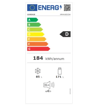 Gorenje NRK418DCS4 alulfagyasztós kombinált hűtőszekrény, No Frost Plus,171/85L, inverter kompresszor, inox 