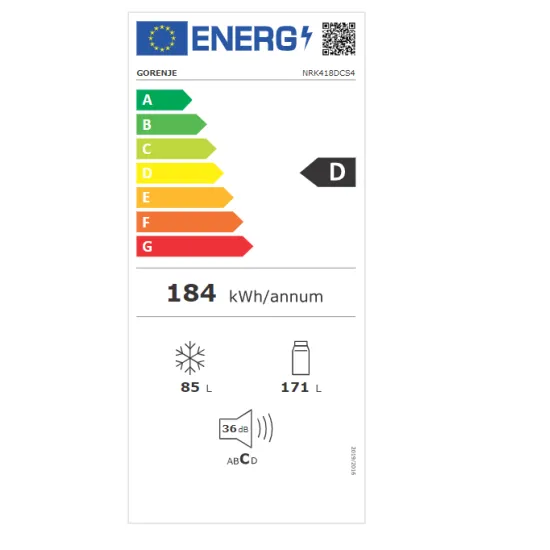 Gorenje NRK418DCS4 alulfagyasztós kombinált hűtőszekrény, No Frost Plus,171/85L, inverter kompresszor, inox 