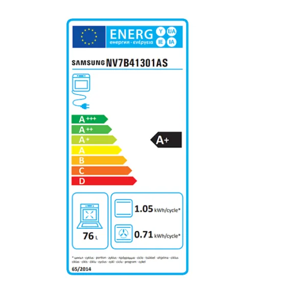 Samsung NV7B41301AS/U3 beépíthető pirolitikus sütő 1800W, Wifi csatlakoztatás, gőztisztítás, 76L,56x54.9x57.9 cm, ezüst szín 