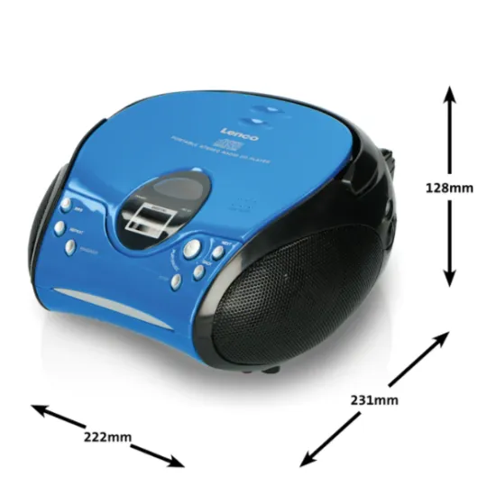 Lenco SCD-24 hordozható sztereó FM rádió CD-lejátszóval kék/fekete