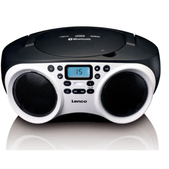 Lenco SCD-501WH hordozható FM rádió CD-USB lejátszó Bluetooth® fekete/fehér