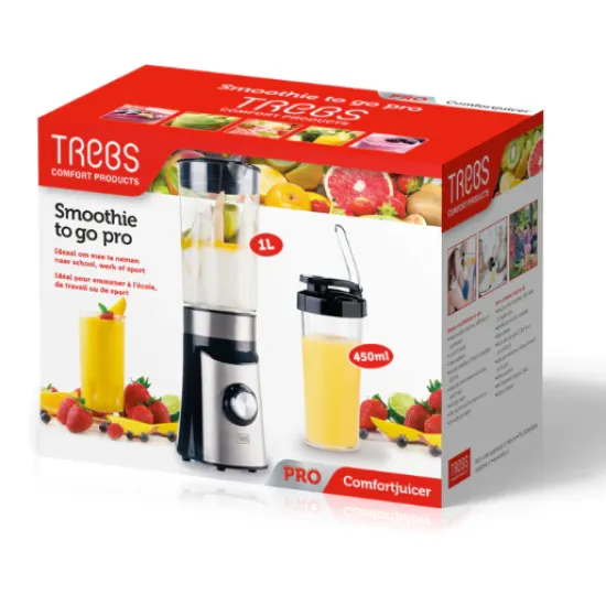Trebs 99242 Smoothie to go, Comfortjuicer turmixgép ivópohárral, rozsdamentes acél