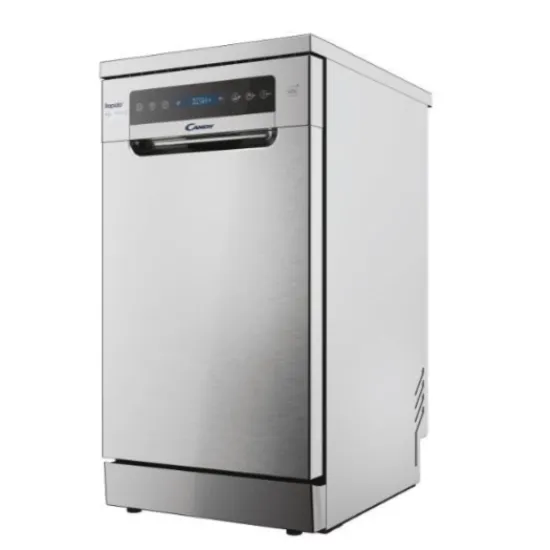 Candy CF1C7SB1FX keskeny mosogatógép, 11 terítékes, WIFI, inverter motor, 3kosár, automatikus ajtónyitás, 44.8x60.5x84.6 cm, inox 