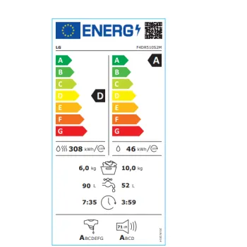 LG F4DR510S2M mosó-szárítógép TurboWash™360 és AI DD™ technológia, gőzfunkció 10/6kg, antracit szín, 60x56.5x85 cm 