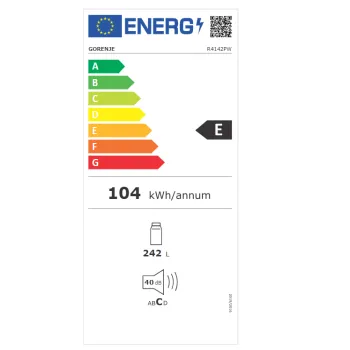 Gorenje R4142PW egyajtós hűtőszekrény 242L, 55x54.2x143.4 cm, fehér szín 