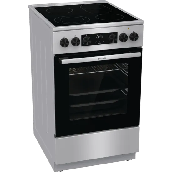 Gorenje GECS5C70XA inox elektromos kerámialapos tűzhely gőzfunkció, teleszkópos sütősín, duplagyűrűs és ovális főzőzónával