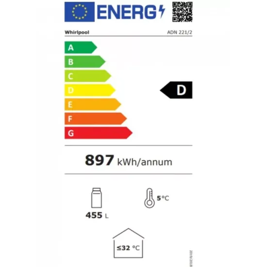 Whirlpool ADN 221/2 üvegajtós hűtőszekrény, aluminium ajtókerettel, 455 liter, 60X68,5X202.5cm 