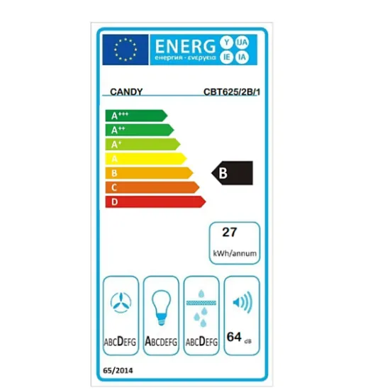 Candy CBT625/2B/1 beépíthető kihúzható konyhai elszívó, Led világítással, fekete, 60x43x17.6 cm, festett fekete szín 