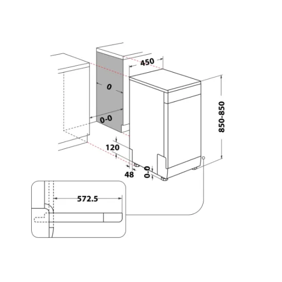 Whirlpool WSFO 3O23 PF X keskeny mosogatógép inox, 10 teríték