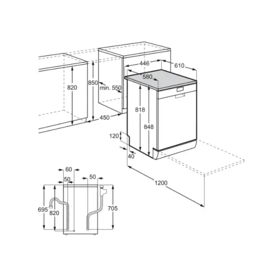 AEG FFB62427ZM keskeny mosogatógép, AirDry, 9 terítékes, inox 