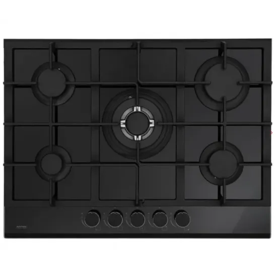MPM MPM-70-GMH-21 fekete 5 gázégős 70cm széles beépíthető gáz főzőlap WOK égővel