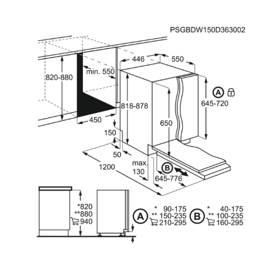 Electrolux EES42210L teljesen beépíthető keskeny mosogatógép, inverter motor, 9 terítékes, automatikus ajtónyitás, 44.8x55x81.8 cm 