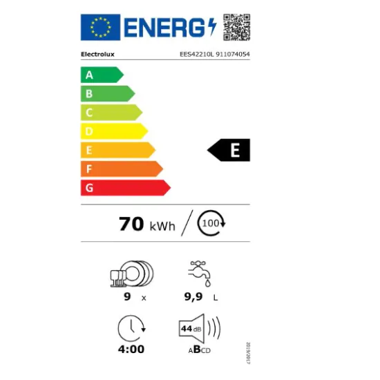 Electrolux EES42210L teljesen beépíthető keskeny mosogatógép, inverter motor, 9 terítékes, automatikus ajtónyitás, 44.8x55x81.8 cm 