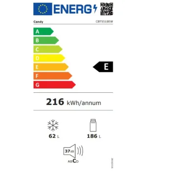 Candy CBT5518EW Total No Frost Circle beépíthető kombinált alulfagyasztós hűtőszekrény, 54x54.5x177.2 cm 