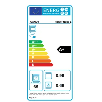 Candy FIDCPN625L fekete beépíthető multifunkciós sütő 65l,alsó és felső hőlégkeverés funkció, kihúzható sütősín, gőz tisztitás, grill funkció,70L